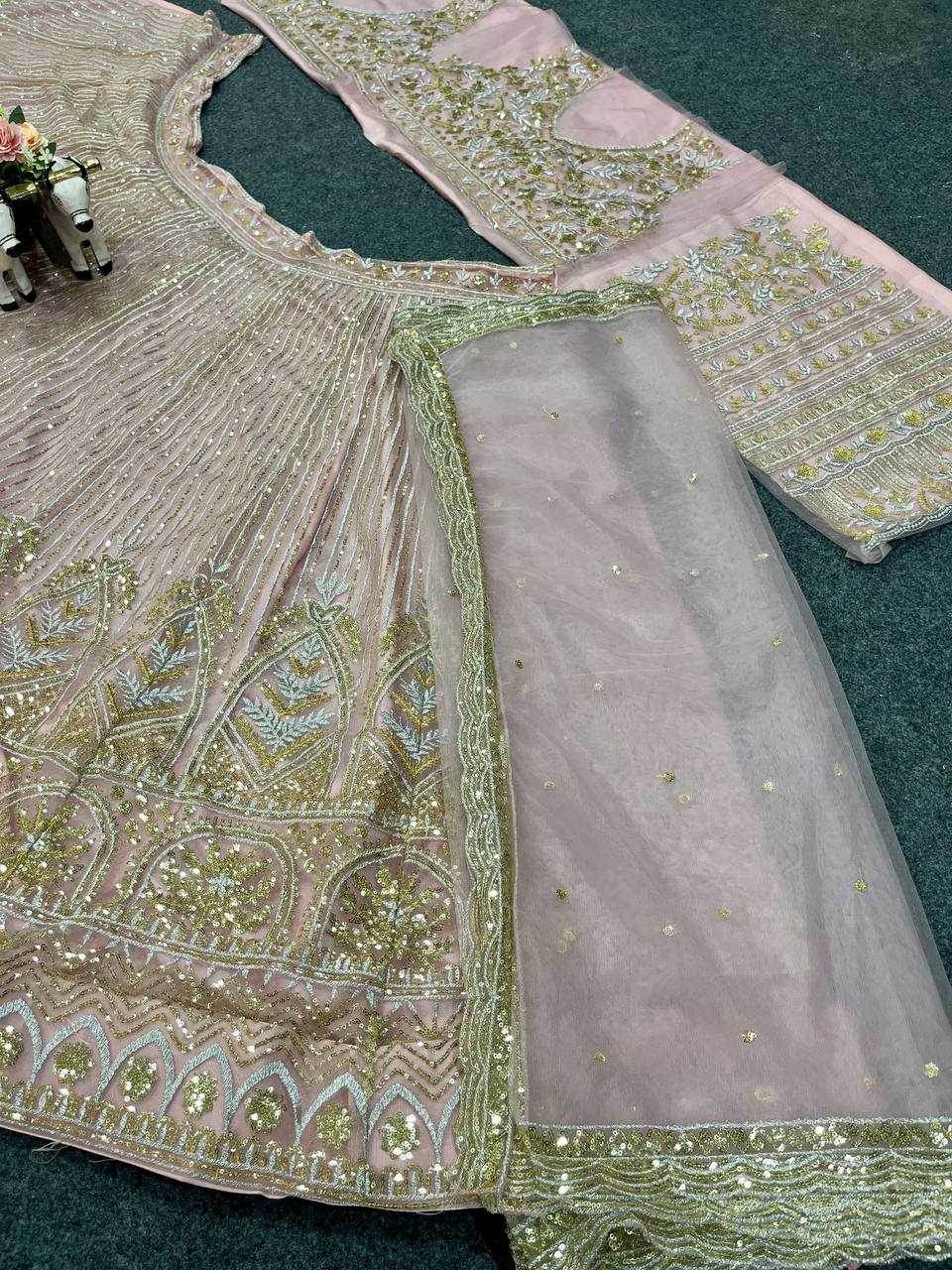 Butterfly Designer Embroidered Sequins Lehenga - MYLUXURY LANE ENTERPRISE
